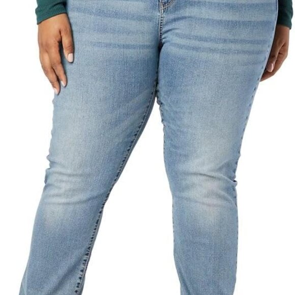 Denim - Gold Women's Curvy Totally Shaping Straight Jeans Mid-Rise Stretch Denim Availab
